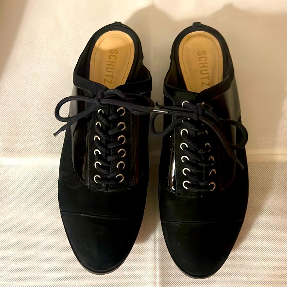 SCHUTZ. Suede Bkack Loafers. Size 8.5 NWOT